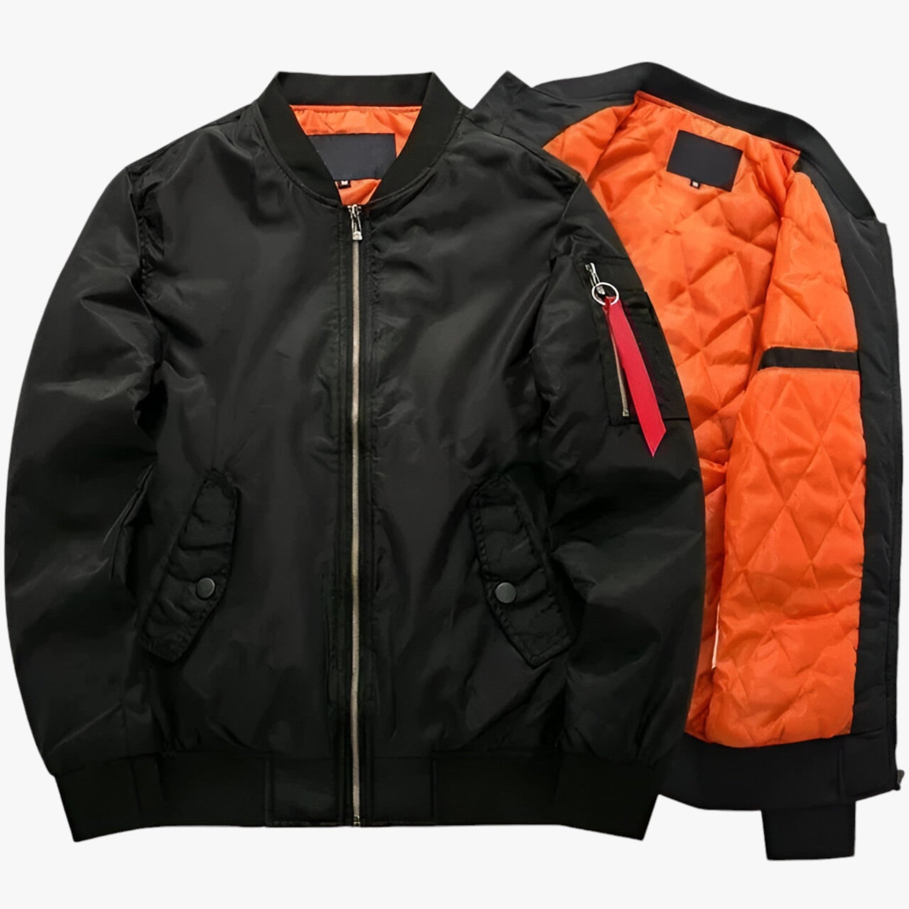Bomber Jacket : Jack Donkergroen - Pilotenbomberjacke - Militairwarmte voor Herfst en Winter in Donker zwart van Pantino