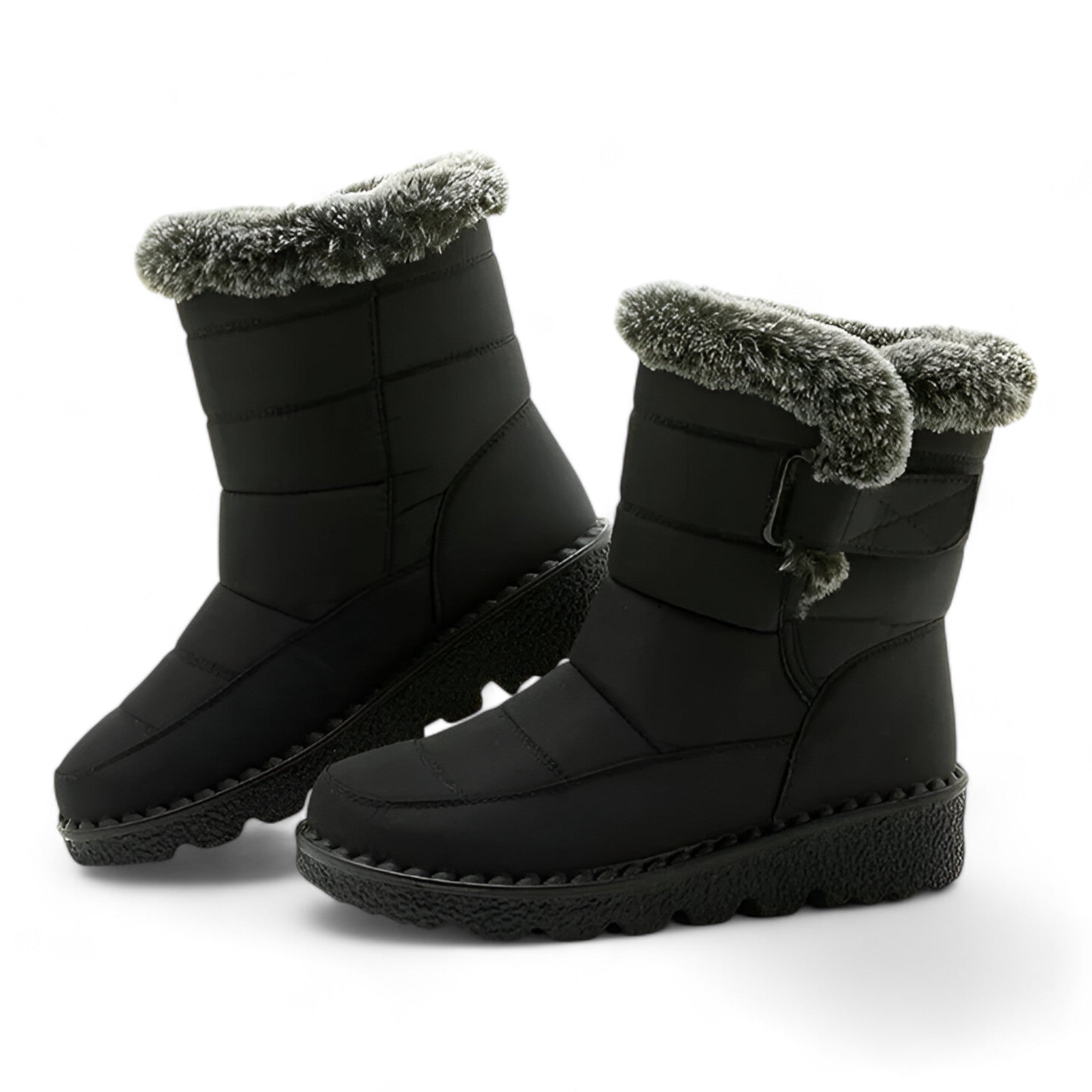Snow Boots : Laarzen Dames Zwart - Katoenen Sneeuwlaarzen - Warm en Waterdichte Winterbescherming in van Pantino