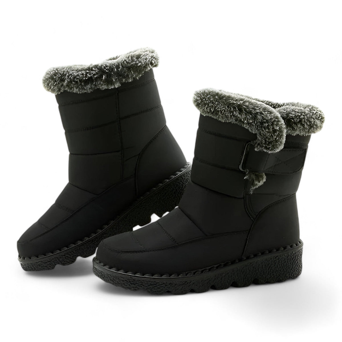 Snow Boots : Laarzen Dames Zwart - Katoenen Sneeuwlaarzen - Warm en Waterdichte Winterbescherming in van Pantino