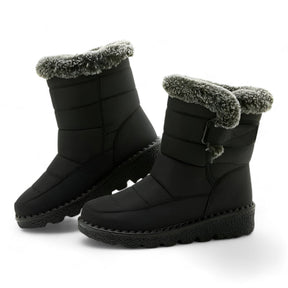 Snow Boots : Laarzen Dames Zwart - Katoenen Sneeuwlaarzen - Warm en Waterdichte Winterbescherming in van Pantino