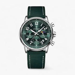 watches : Horloge Roségoud Bruin - Luxe Militair Sporthorloge - Waterdicht & Lichtgevend in Zilvergroen van Pantino