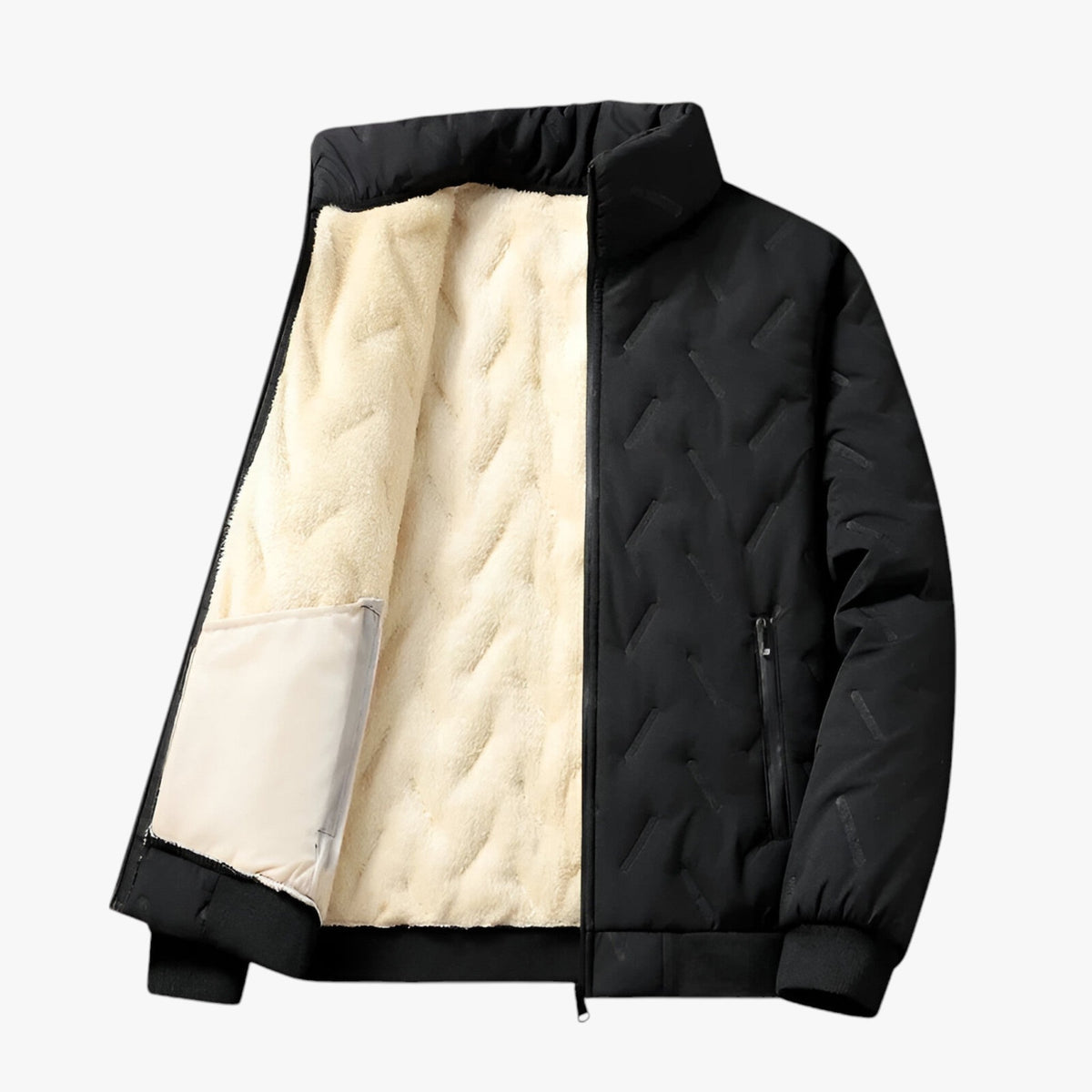 Men's Parka : Parka van Lamswol Heren - Ultieme Warmte en Waterdichte Bescherming Zwart in Zwart van Pantino