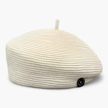 Women's Hat : Elegante damesstrohoed met brede rand voor de zomerzon in Fijn melkwit gras van Pantino