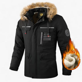 outdoor equipment : Heren Windjack - Waterdichte Winterbescherming - Wit in Zwart-Dik van Pantino