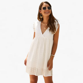 Dress : Zomerjurk Zwart - Ultra Comfortabel Zomerjurkje - Uitzonderlijk Comfort voor Warme Dagen in Crème van Pantino