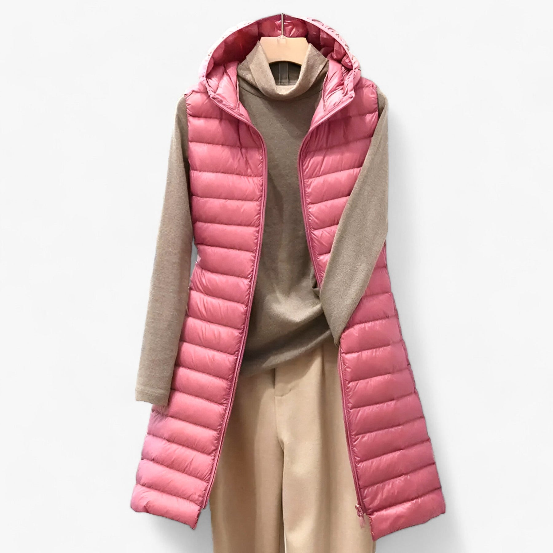 Vest : Gilet Mantel voor Vrouwen Dames - Gezellige Warme Middenlange Jas - Zwart in Roos van Pantino