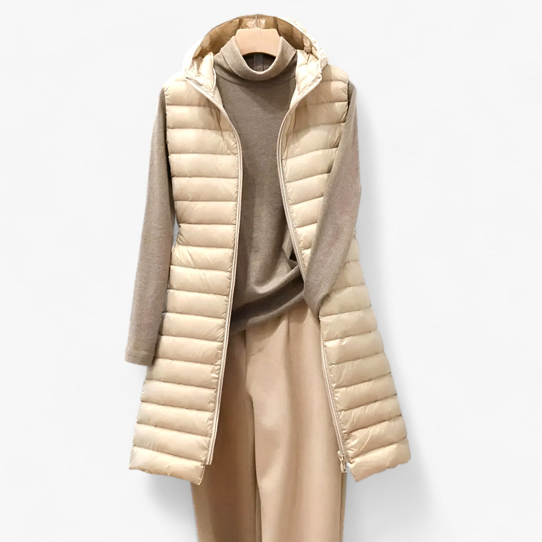 Vest : Gilet Mantel voor Vrouwen Dames - Gezellige Warme Middenlange Jas - Zwart in Khaki van Pantino