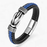 Herenarmband van Echt Zwart Leer, Robuuste en Elegante Magnetische Sluiting