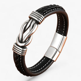 Jewelry : Herenarmband van Echt Zwart Leer, Robuuste en Elegante Magnetische Sluiting in Nero van Pantinoshop