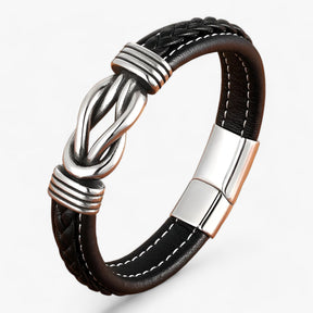 Men's Leather Bracelet : Heren Leren Armband Zwart - Echt Leer, Verstelbaar & Stoer Design in Zwart van Pantino