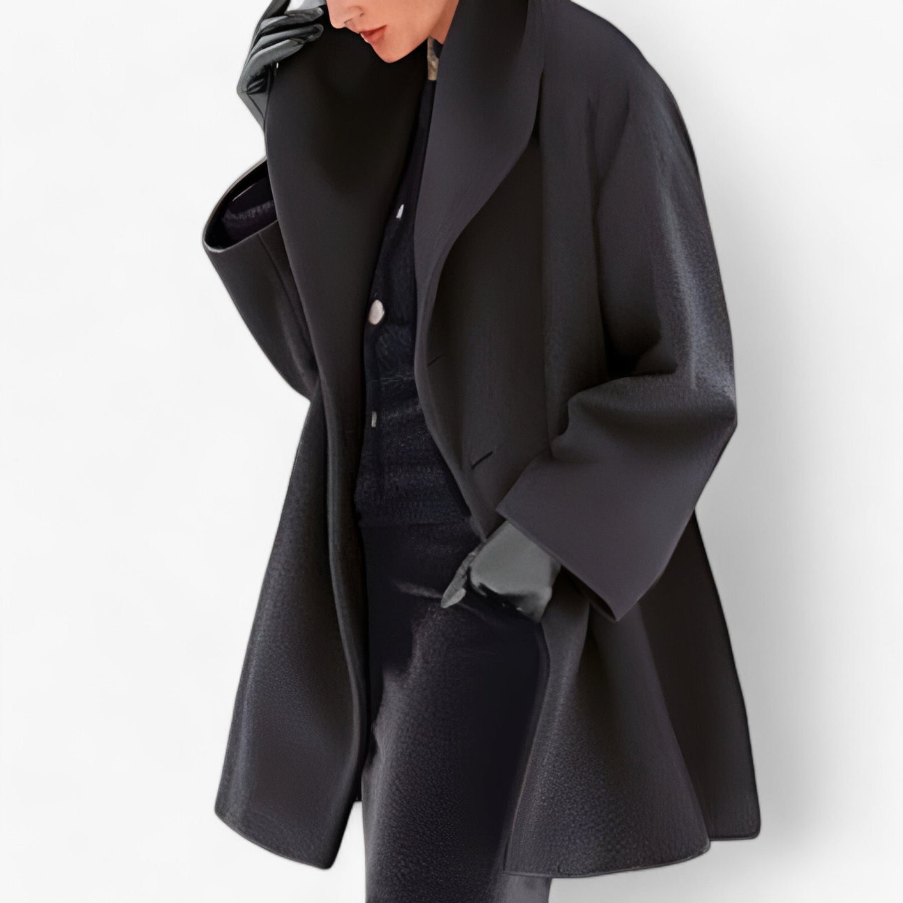 Trench Coat : Dames Blauwe Wollen Trenchcoat - Lange Elegante Winterjas in Variatie van Pantino