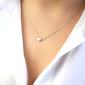 Necklace : Ketting Dames N219-02 Zilver - Hart Clavicle - Verfijnd en Elegant in van Pantino