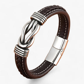 Men's Leather Bracelet : Heren Leren Armband Zwart - Echt Leer, Verstelbaar & Stoer Design in Koffie van Pantino