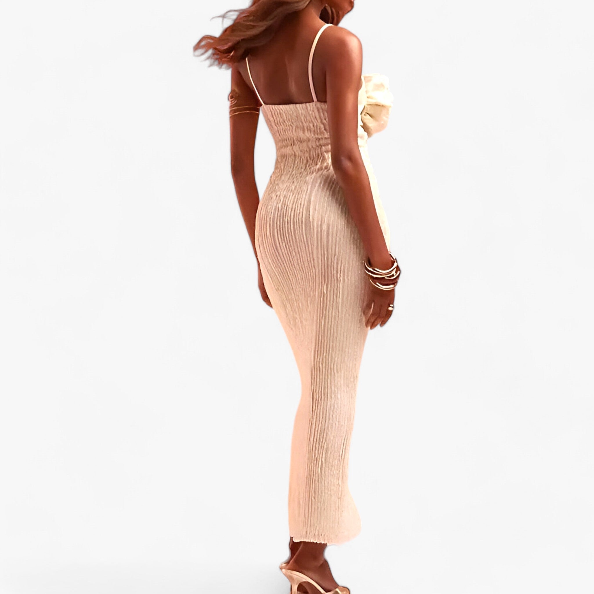 Maxi Dress : Maxi Jurk - Salomi met Structuur en Oversized Lijfje - Moeiteloze Elegantie in van Pantino