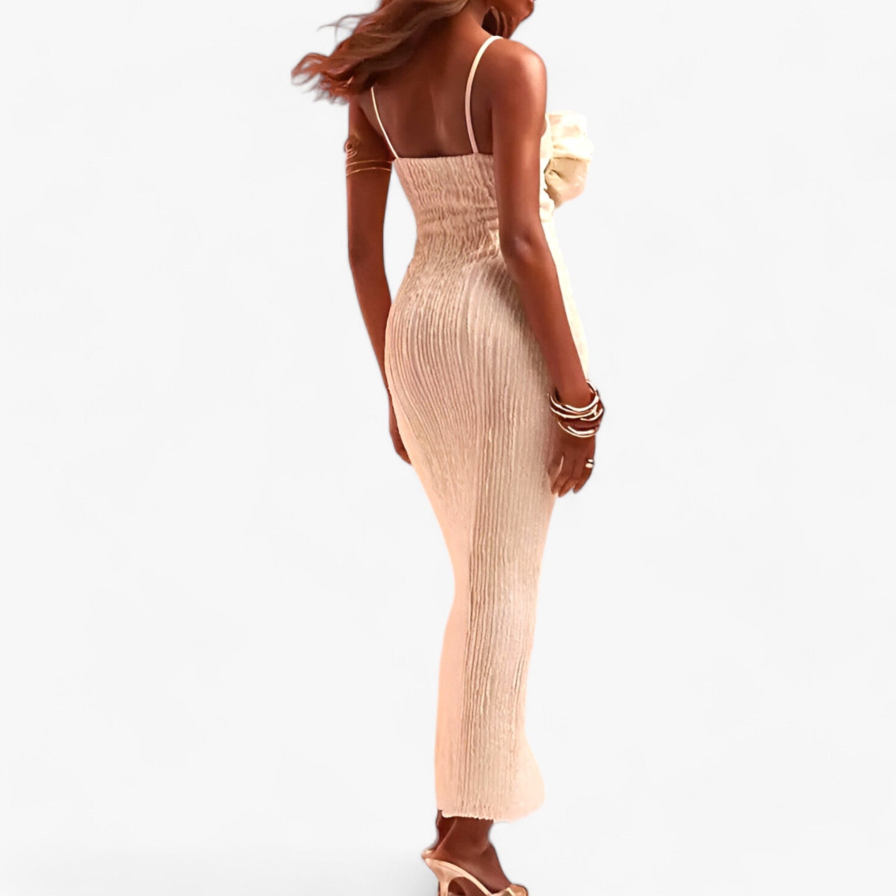 Maxi Dress : Maxi Jurk - Salomi met Structuur en Oversized Lijfje - Moeiteloze Elegantie in van Pantino