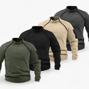 Fleece Jacket : Pullover Heren Olijf - Fleece- met Windbescherming - Tactisch & Casual met Stijve Krage in van Pantino