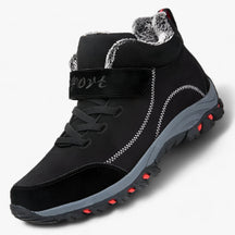 Boots : Hoge Laarzen van Waterproof Suede Heren - Warm en Antislip voor Wintercomfort - Zwart in Zwart Rood van Pantino