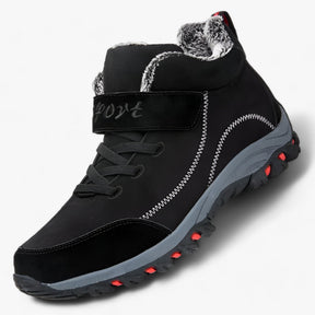 Boots : Hoge Laarzen van Waterproof Suede Heren - Warm en Antislip voor Wintercomfort - Zwart in Zwart Rood van Pantino