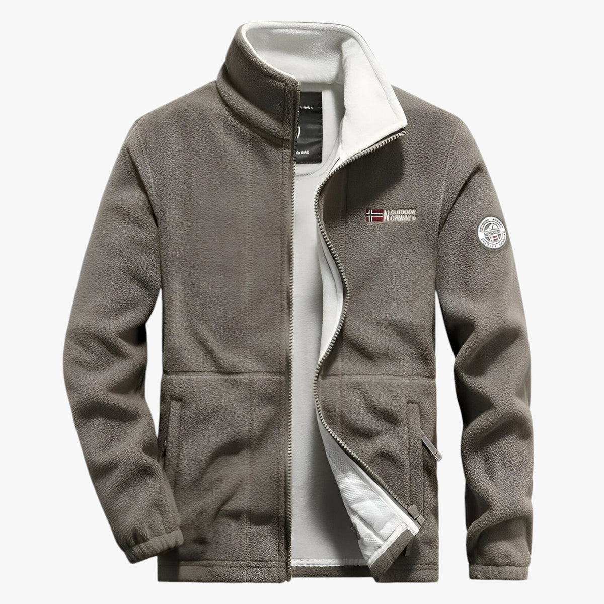 Fleece Jacket : Fleecejas - Comfortabel en Koudbestendig met Extra Zakken in Kaki van Pantino