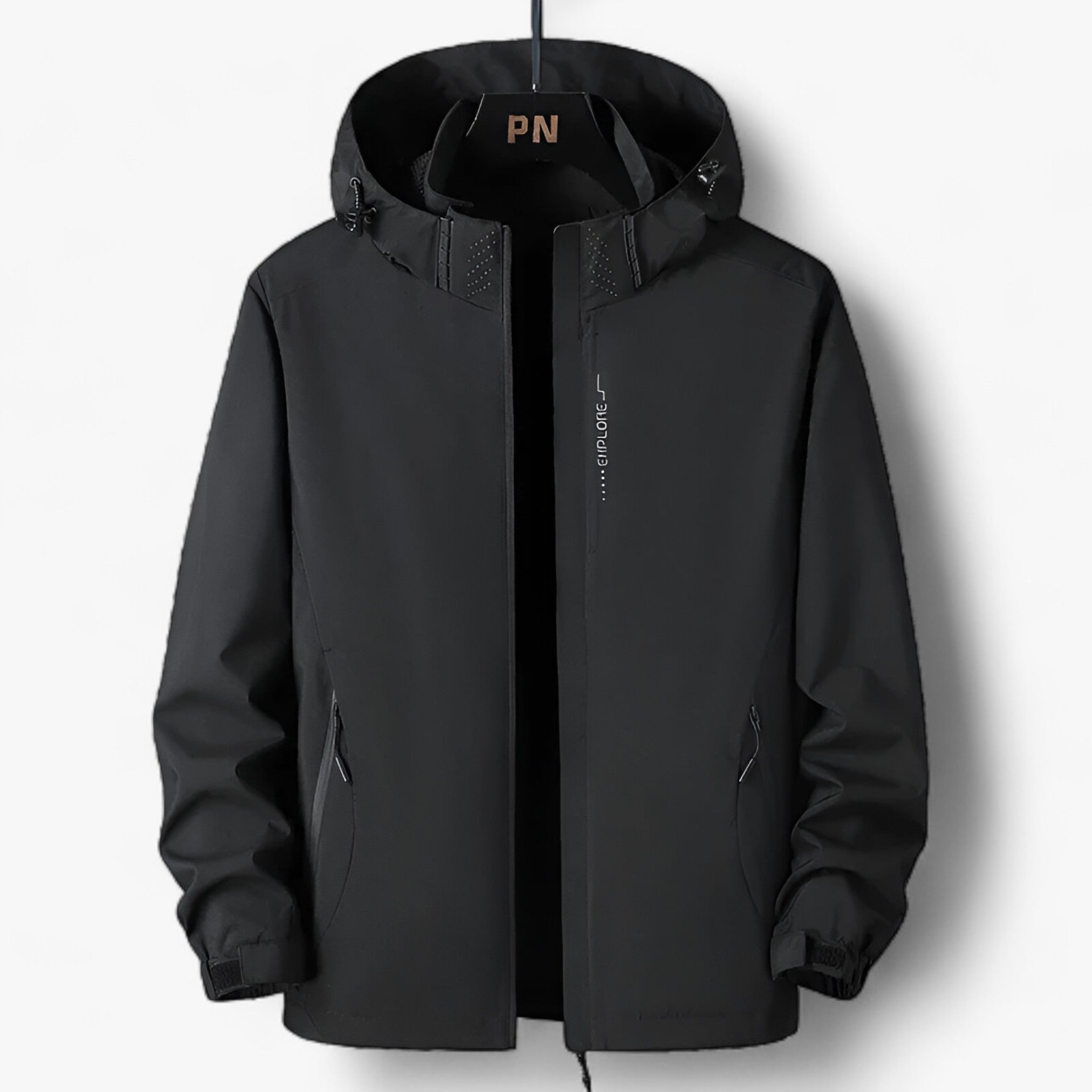 outdoor equipment : Grote Maten Kapuzenshirt - Waterdichte Windbreaker voor Buitenavonturen - Wit in Zwart van Pantino