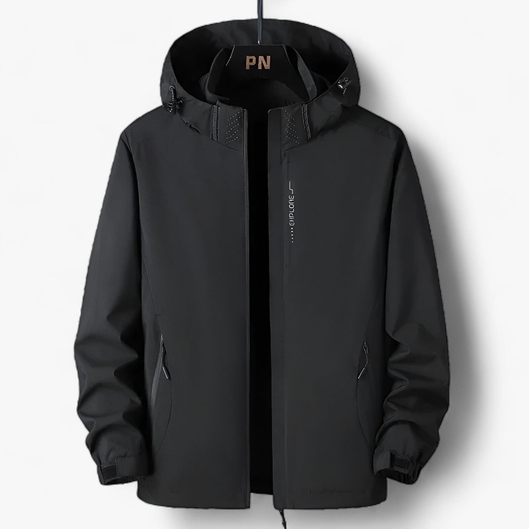 outdoor equipment : Grote Maten Kapuzenshirt - Waterdichte Windbreaker voor Buitenavonturen - Wit in Zwart van Pantino