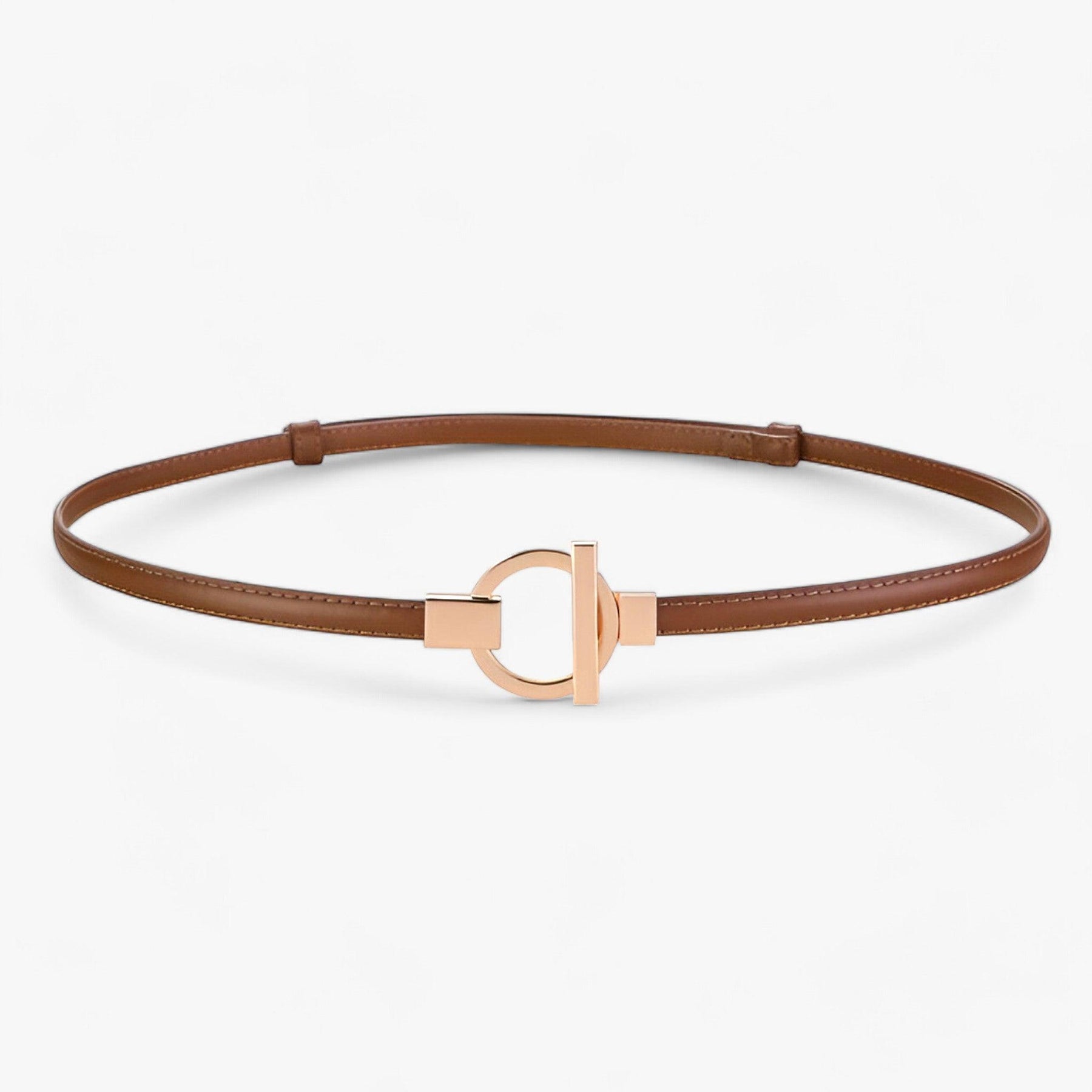 Belt : Elegante Riem Dames - Veilige Pasvorm met Gouden Gesp - Rood in Bruin 97cm van Pantino