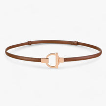 Belt : Elegante Riem Dames - Veilige Pasvorm met Gouden Gesp - Rood in Bruin 97cm van Pantino