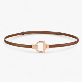 Belt : Elegante Riem Dames - Veilige Pasvorm met Gouden Gesp - Rood in Bruin 97cm van Pantino