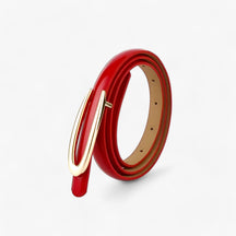 Belt : Elegante Jurk Skinne Patenten Leren Riem - Verfijnt Je Look - Rood in Rood 105CM van Pantino
