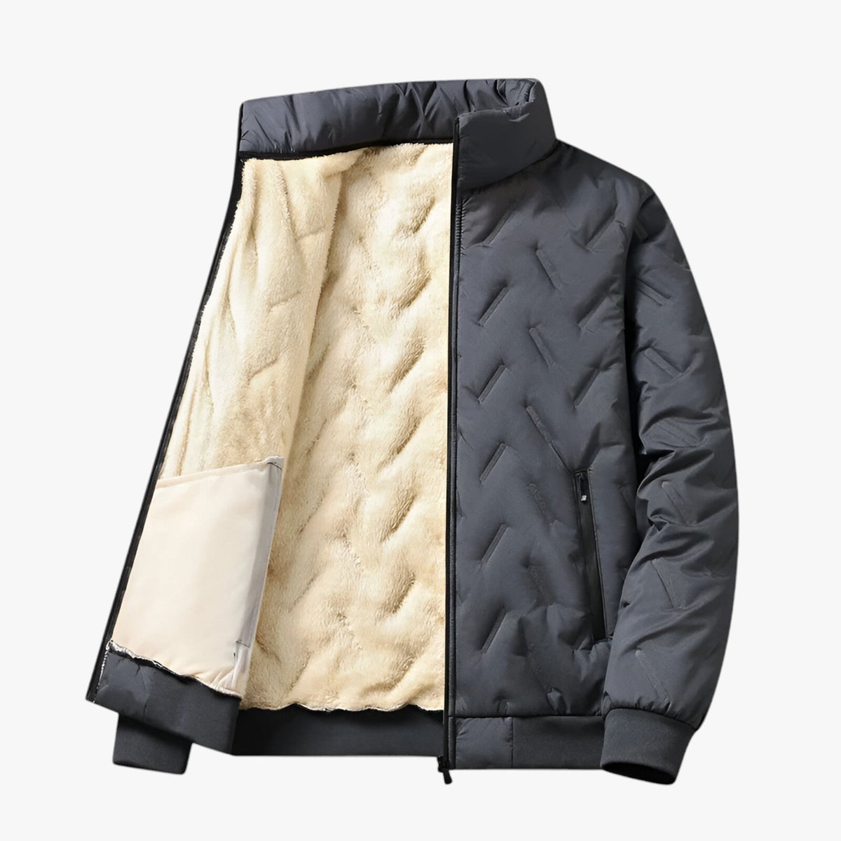 Men's Parka : Parka van Lamswol Heren - Ultieme Warmte en Waterdichte Bescherming Zwart in Grijs van Pantino
