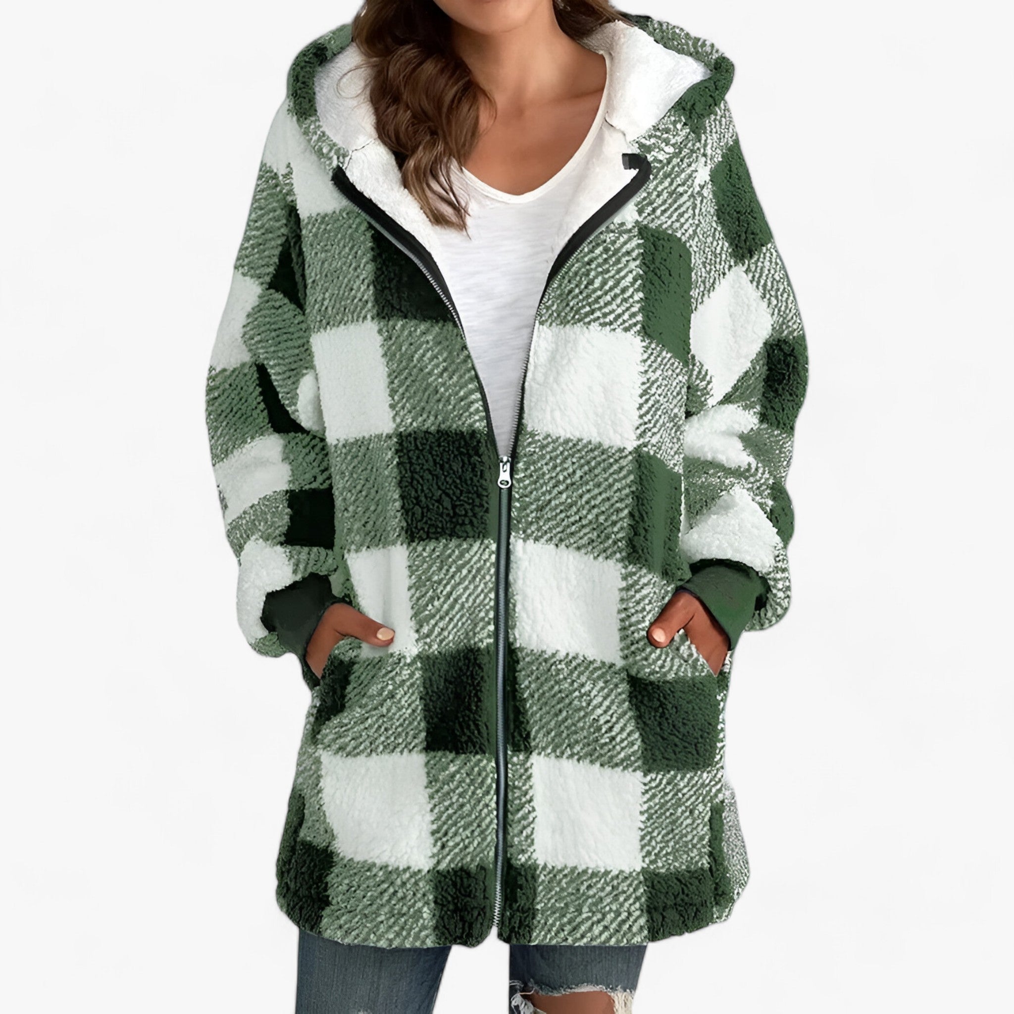 Hoodie Jacket : Jas Dames Blauw - Oversized Lange met Capuchon voor - Ultiem Comfort en Stijlvolle Warmte in Lichtgroen van Pantino