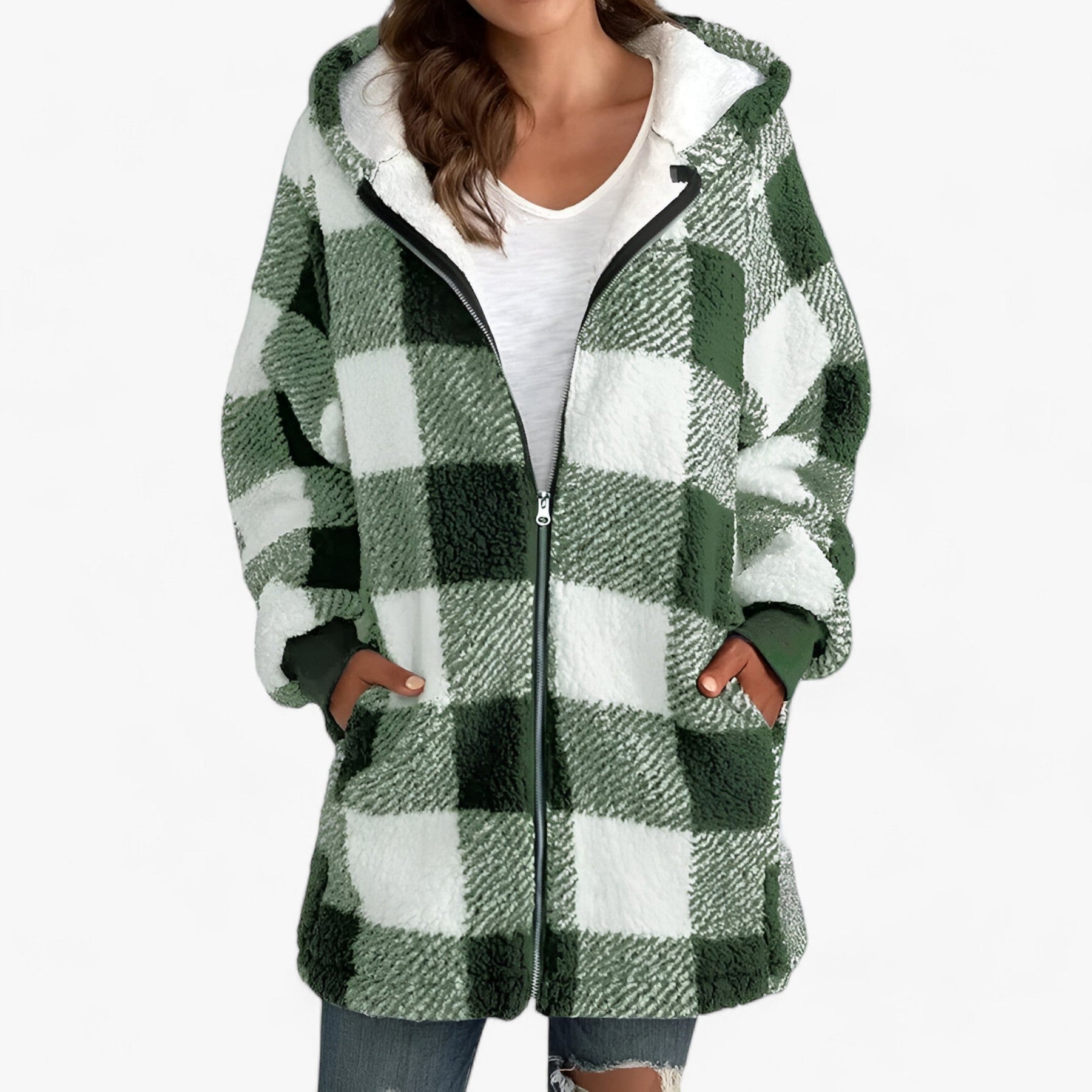 Hoodie Jacket : Jas Dames Blauw - Oversized Lange met Capuchon voor - Ultiem Comfort en Stijlvolle Warmte in Lichtgroen van Pantino