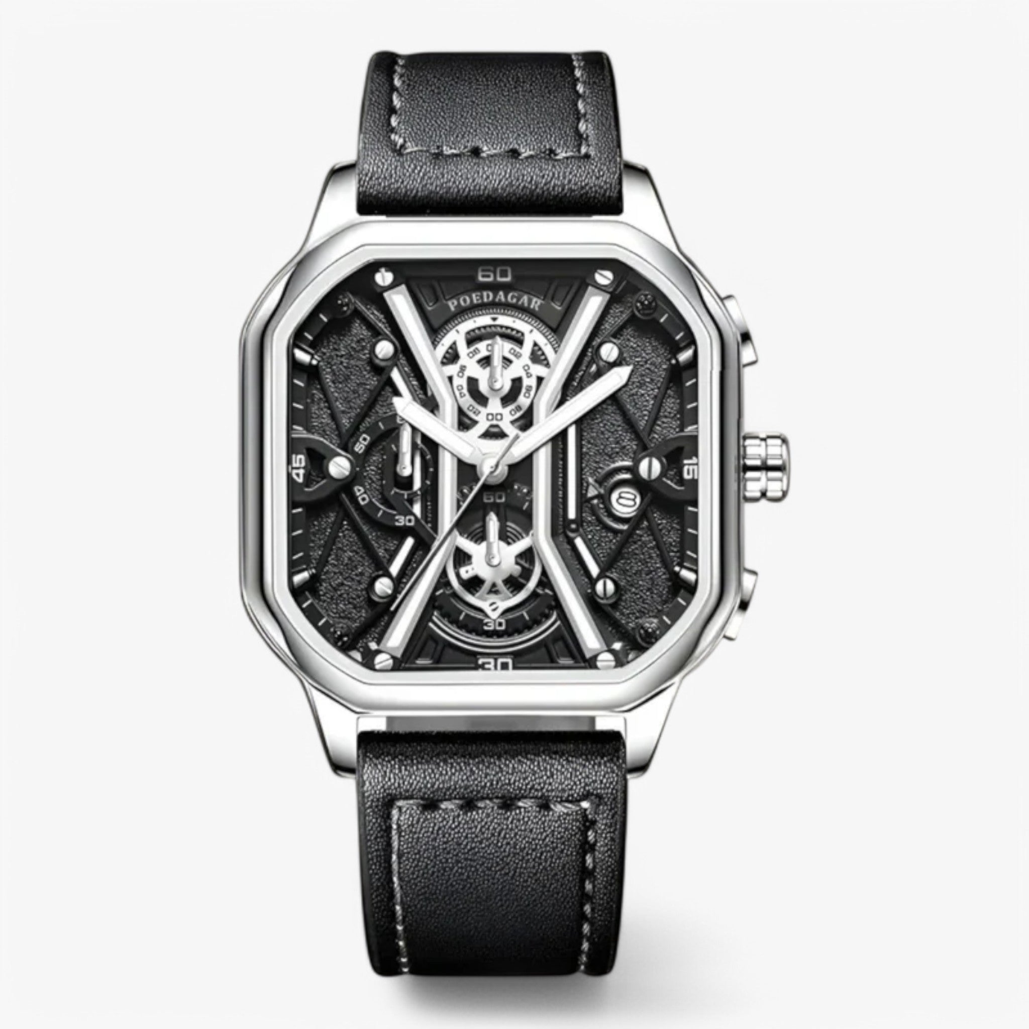 watches : Luxe Chronograaf voor Heren - Zwart Goud in Wit Zilver van Pantino