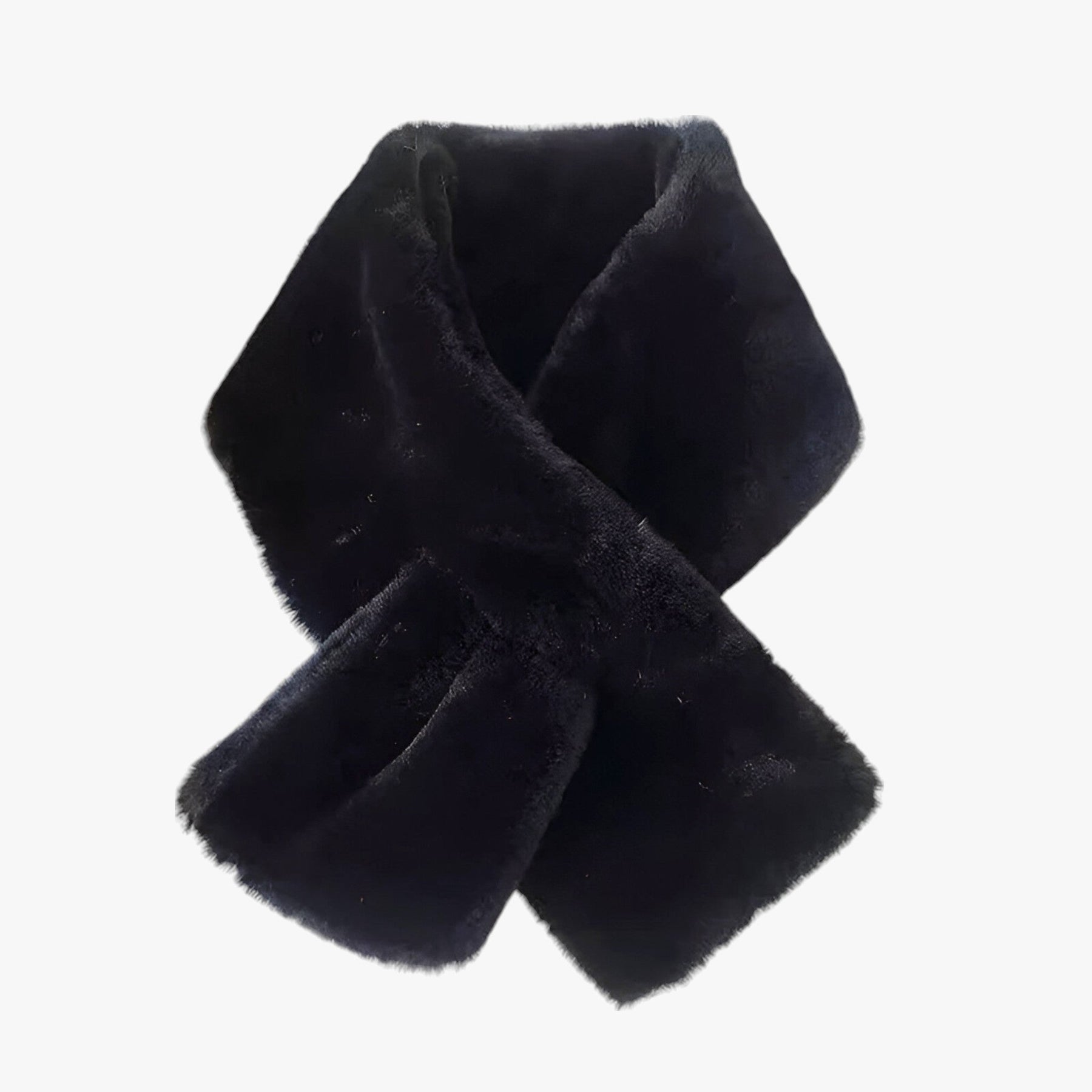 Scarf : Kruis Sjaal van Pluche - Verdikt en Zacht voor Koud Weer - Zwart in Zwart van Pantino