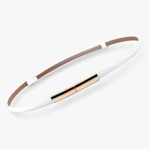 Belts : Verstelbare Lederen Tailleband Dames Leer - Zwart in Wit 95cm van Pantino