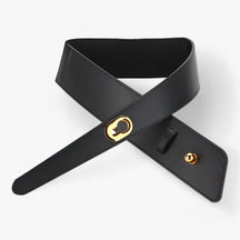 Belt : Riem Wit - Metalen Gesp Brede - Voegt Elegantie Toe aan Je Outfit in Zwart 100cm van Pantino