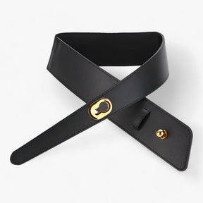 Belt : Riem Wit - Metalen Gesp Brede - Voegt Elegantie Toe aan Je Outfit in Zwart 100cm van Pantino