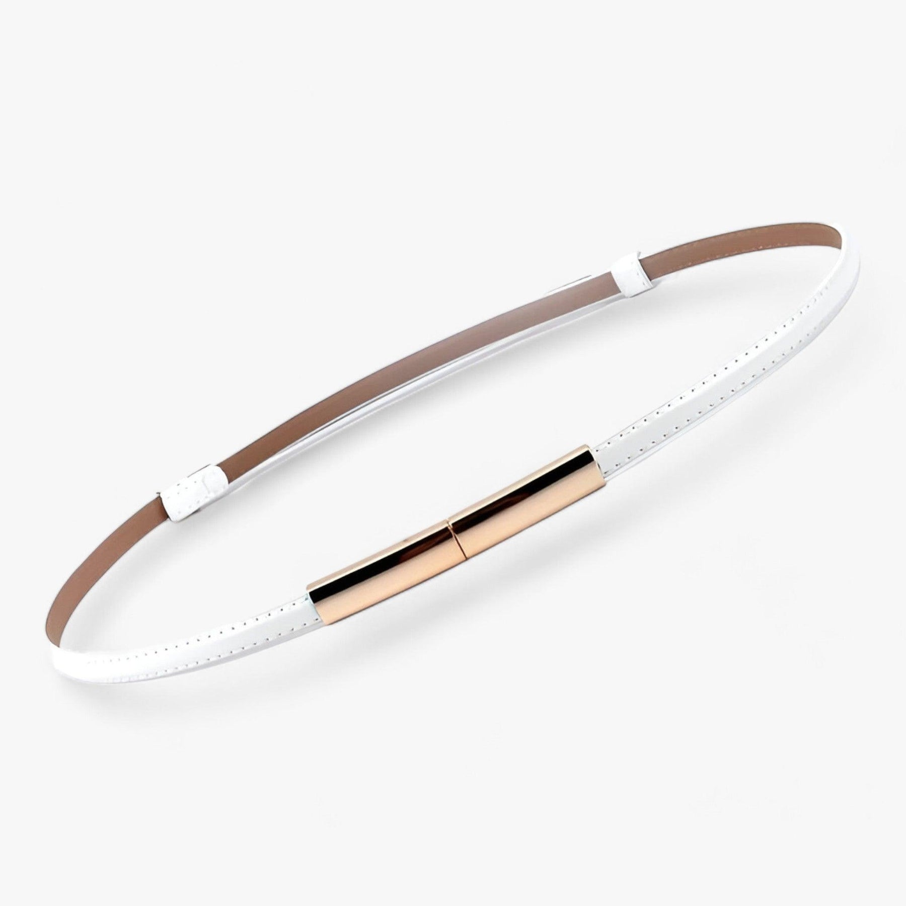 Women's Belt : Riem Dames Zwart - Aanpasbaar Leren Leer in Wit 95cm van Pantino