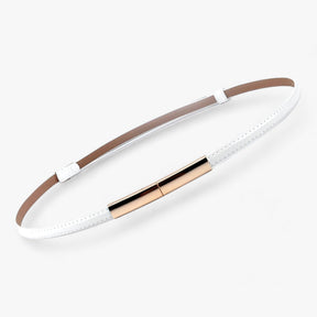 Women's Belt : Riem Dames Zwart - Aanpasbaar Leren Leer in Wit 95cm van Pantino