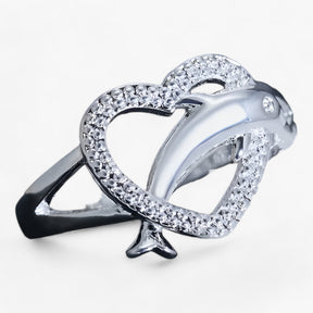 Ring : Ring Dames Zilver - Delfijn Hart - Sterling Liefde in van Pantino
