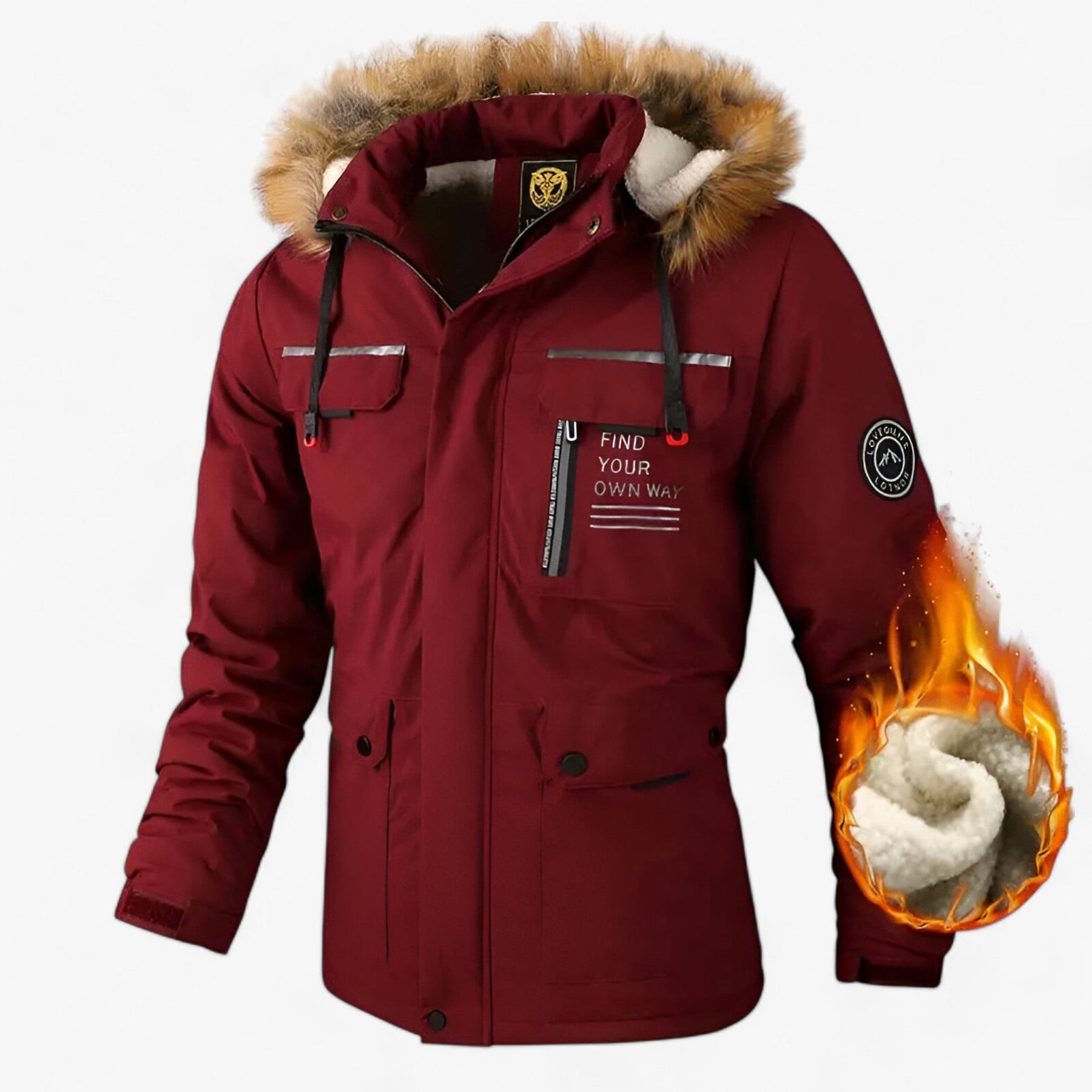 outdoor equipment : Heren Windjack - Waterdichte Winterbescherming - Wit in Rood-Dik van Pantino