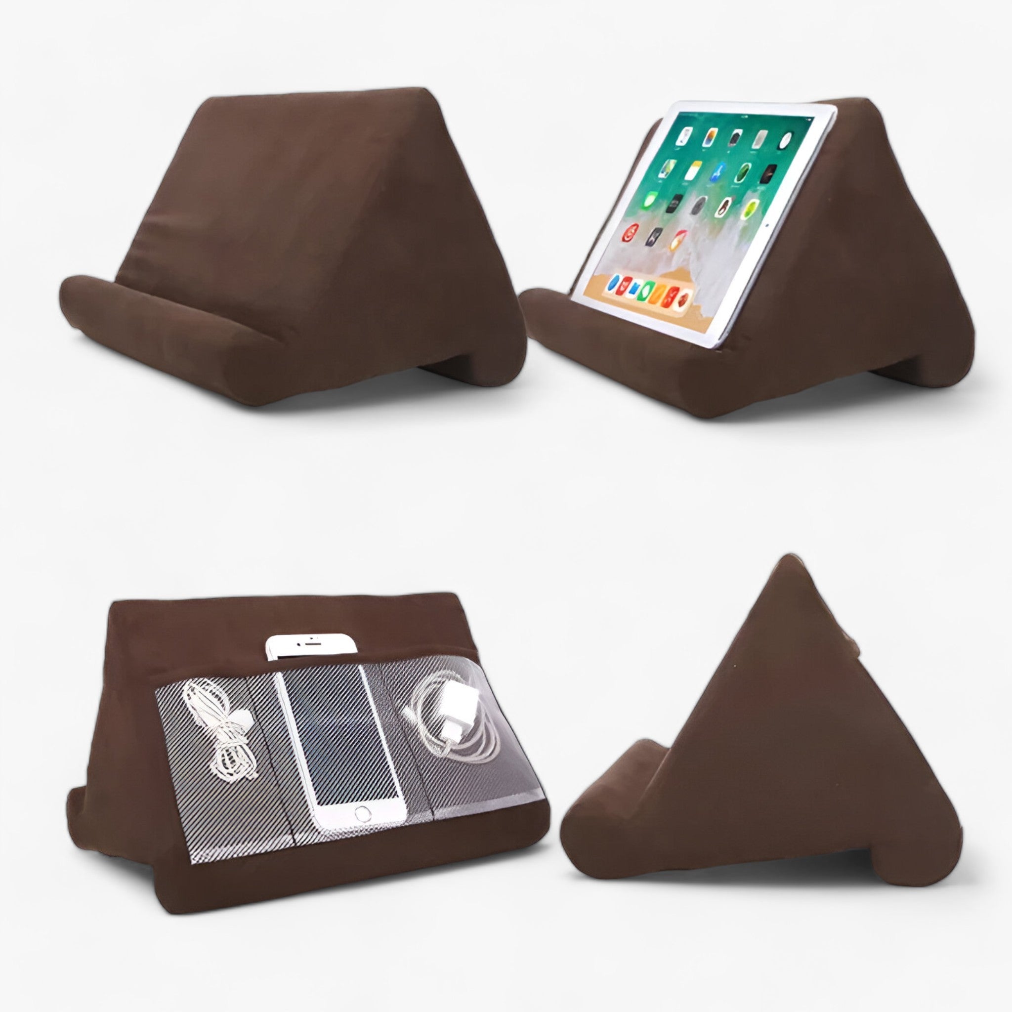 Tablet Holder Pillow : Tablethouder Kussen - Comfortabel voor Apparaten - Bed Gebruik in Bruin van Pantino