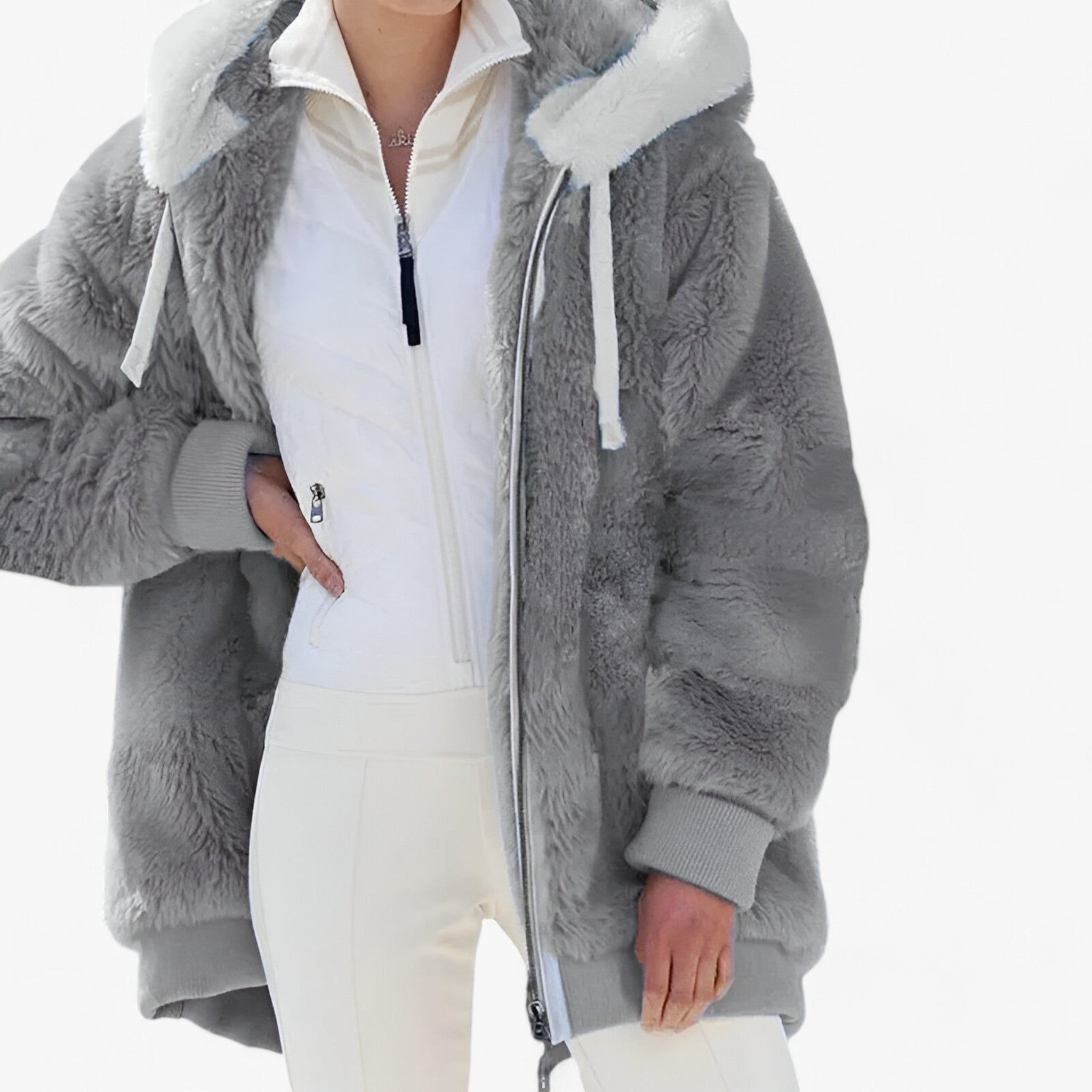 Hoodie : Fleece Hoodie - Comfortabele Warmte voor de Winter in Grijs van Pantino