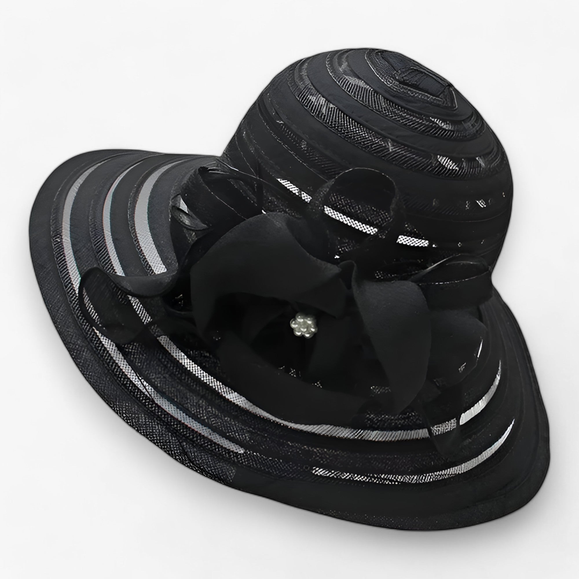 Sun Hat : Organza Zonnehoed voor Dames - Elegante Bescherming Tegen de Zon in Zwart M56-58cm van Pantino