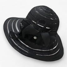 Sun Hat : Organza Zonnehoed voor Dames - Elegante Bescherming Tegen de Zon in Zwart M56-58cm van Pantino