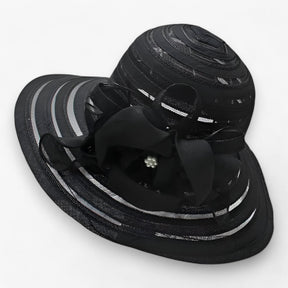 Sun Hat : Organza Zonnehoed voor Dames - Elegante Bescherming Tegen de Zon in Zwart M56-58cm van Pantino