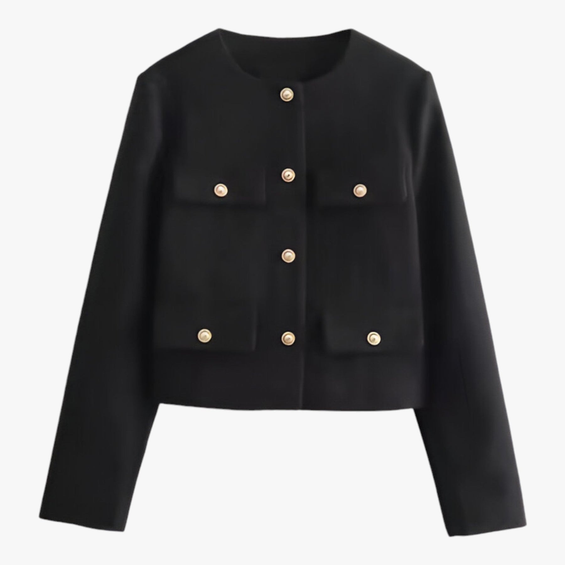 Cropped Tweed Jacket : Jack Zwart - Crop-Jacke van Tweed - Elegante Franje-Details voor de Herfst in Zwart van Pantino