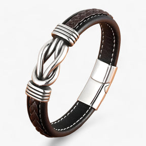 Men's Leather Bracelet : Heren Leren Armband Zwart - Echt Leer, Verstelbaar & Stoer Design in Zwart met Koffie van Pantino