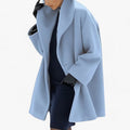 Trench coat donna blu in lana - Cappotto invernale lungo ed elegante