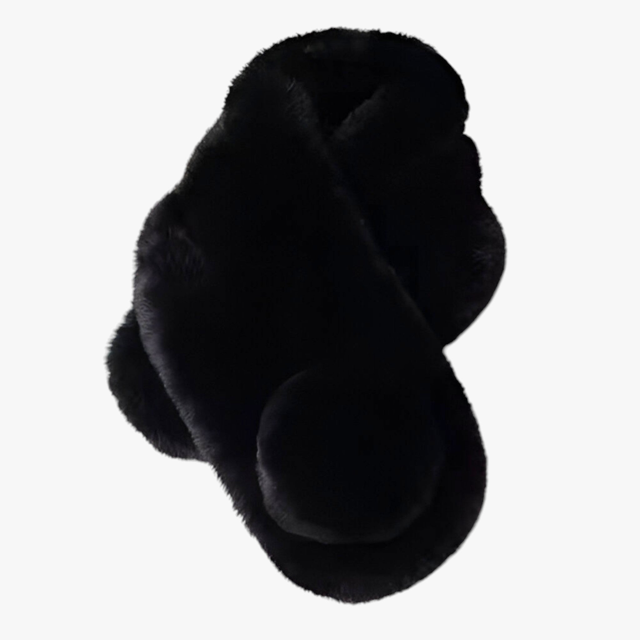 Scarf : Konijnenbont Sjaal Herfst-Winter - Cozy en Elegante Warmte - Lichtgrijs in Zwart 60-80cm van Pantino